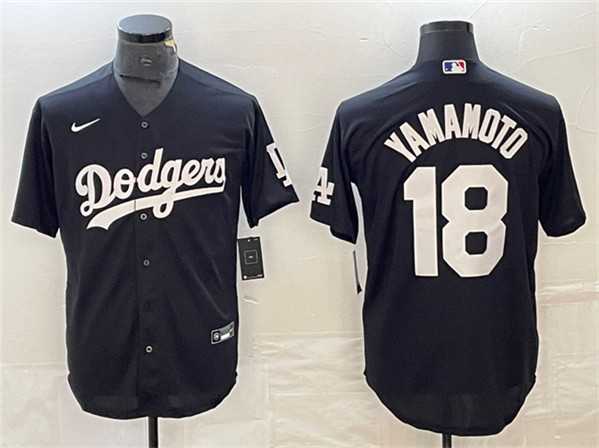 Men%27s Los Angeles Dodgers #18 Yoshinobu Yamamoto Black Cool Base Stitched Jersey->los angeles dodgers->MLB Jersey